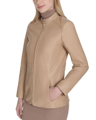 Stand Collar Leather Jacket