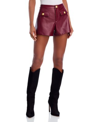Deidra Faux Leather Collarless Jacket & Dionne Faux Leather High Waisted Shorts