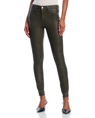 Marguerite Coated High Rise Skinny Jeans in Deep Olive