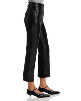 Faux Leather Dorothea High Rise Ankle Jeans in Black
