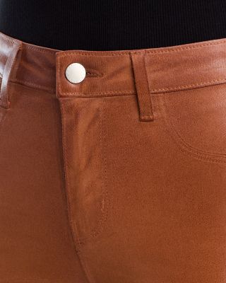 Selma High Rise Sleek Baby Bootcut Jeans in Cognac Coated