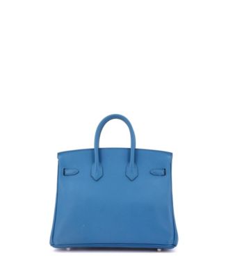 Birkin 25 Handbag Blue Epsom with Palladium Hardware