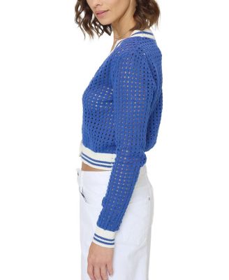Junie Varsity Mesh Stitch Cardigan