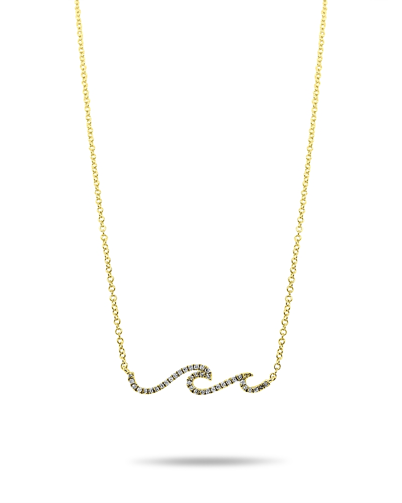 Meira T 14k Yellow Gold Diamond Wave Pendant Necklace, 16-18 In Gold