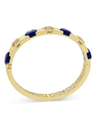 18K Yellow Gold Baia Bangle Bracelet with Diamonds, Yellow Sapphire & Lapis