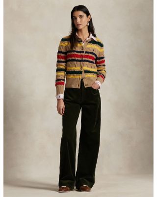 Striped Cable Wool Cashmere Cardigan