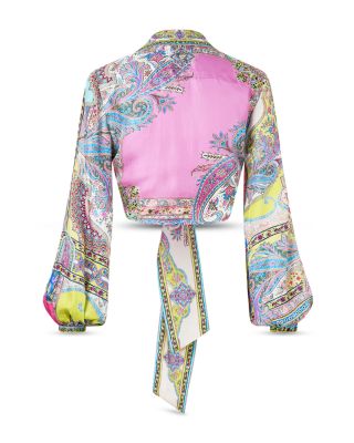 Cropped Wrap Silk Shirt