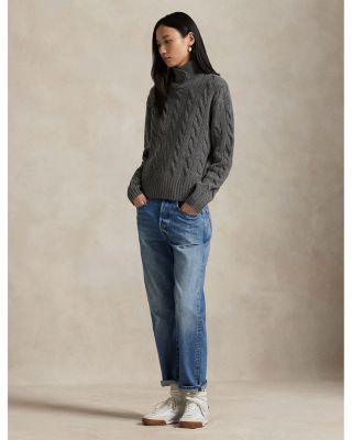 Cable Knit Wool Cashmere Polo Sweater