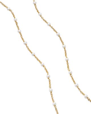 Cultured Freshwater Pearl Classics Station Necklace in 18K Yellow Gold, 3.5mm
