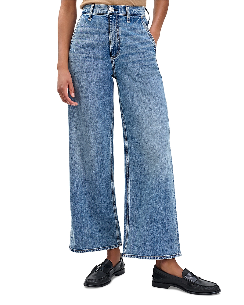 Rag & Bone Andi High Waist Ankle Wide Leg Jeans In Blue