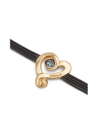 Black Crystal Heart Leather Bracelet