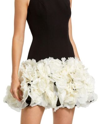 Sleeveless High Neck Mini Dress with 3D Floral Skirt