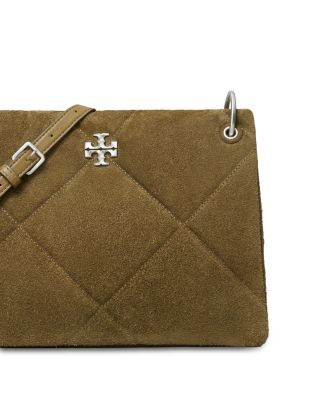 Small Kira Diamond Quilt Suede Shoulder Bag