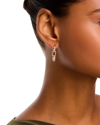 Diamond Chain Link Drop Earrings in 14K Yellow Gold, 0.24 tcw