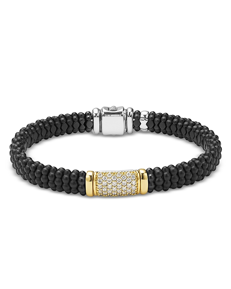Lagos Two-tone Matte Black Ceramic Diamond Bracelet, 9mm In Multi