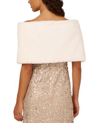 Faux Fur Shawl with Crystal Trim