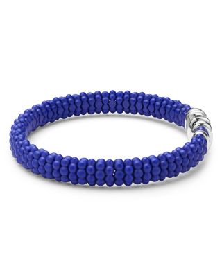 Sterling Silver Blue Caviar Blue Ceramic Beaded Bracelet