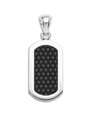 Men's Sterling Silver Anthem Black Ceramic Tag Amulet Pendant