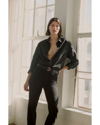 Caia High Rise Straight Jeans with Clean Hem in Plush Black