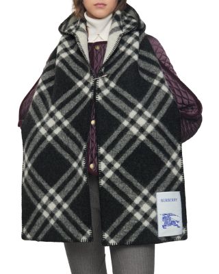 Check Hooded Wool Scarf
