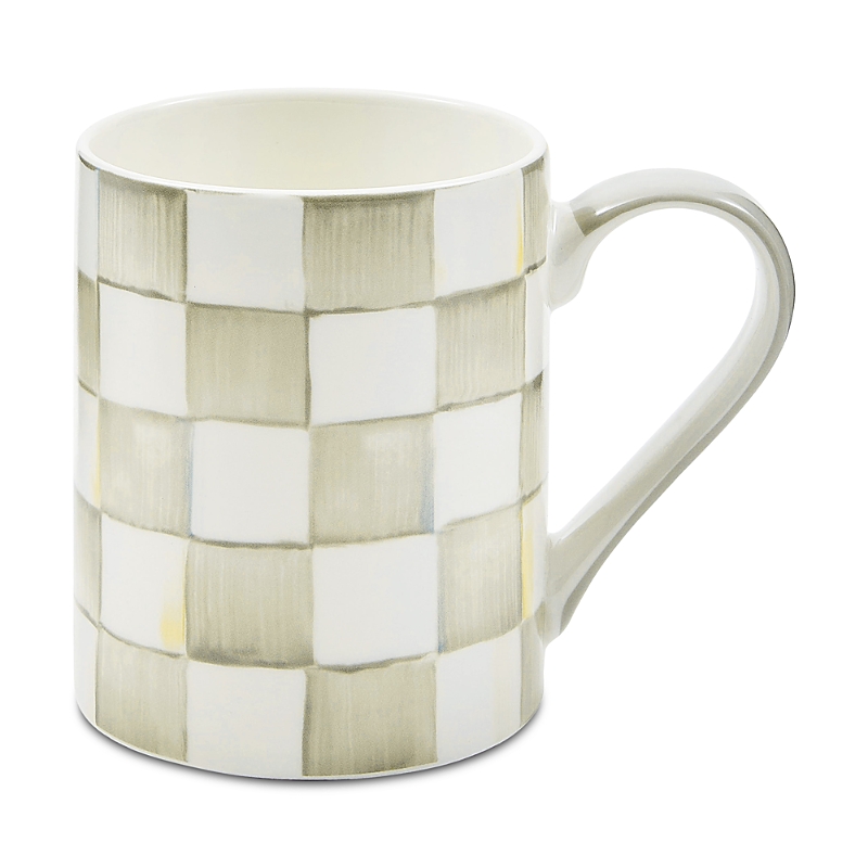 Mackenzie-childs Sterling Check Porcelain Mug In White
