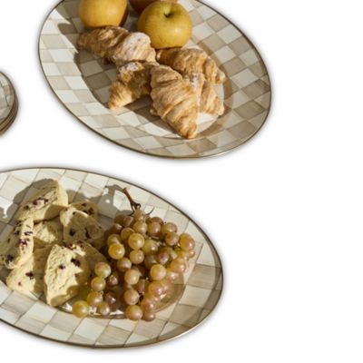 Mocha Check Small Oval Platter