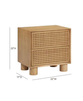 Miles Rubberwood 2-Drawer Nightstand