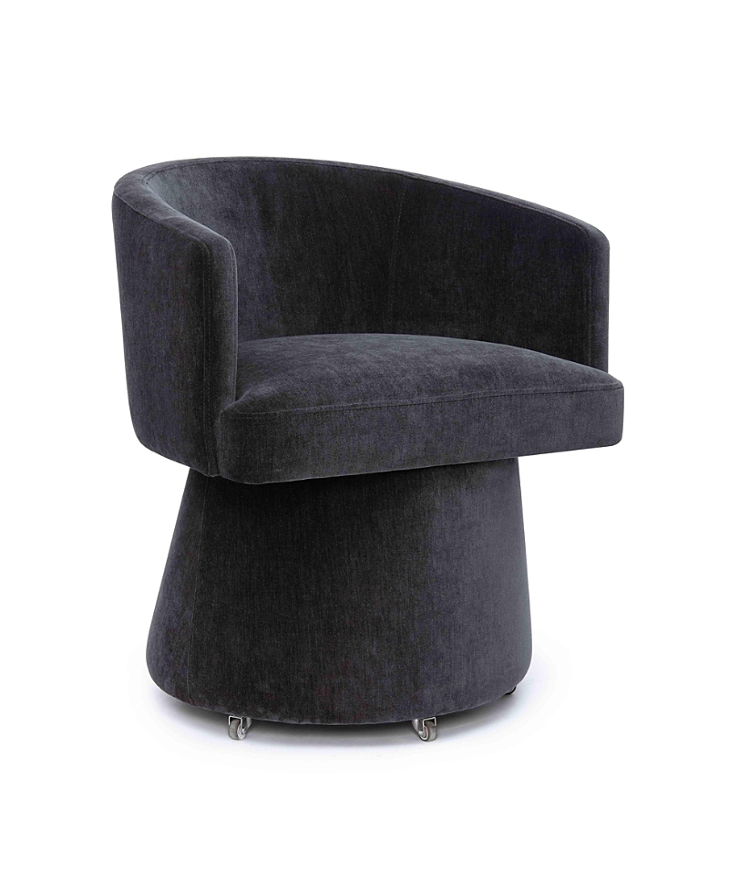 Tov Furniture Kristen Upcycled Chenille Rolling Desk Chair In Black