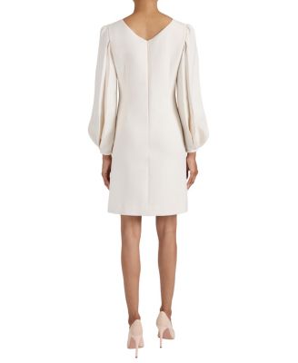  Arana Shift Dress with Pleated Bishop Sleeves in Stretch Crepe