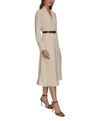 Satin Belted Midi Dress