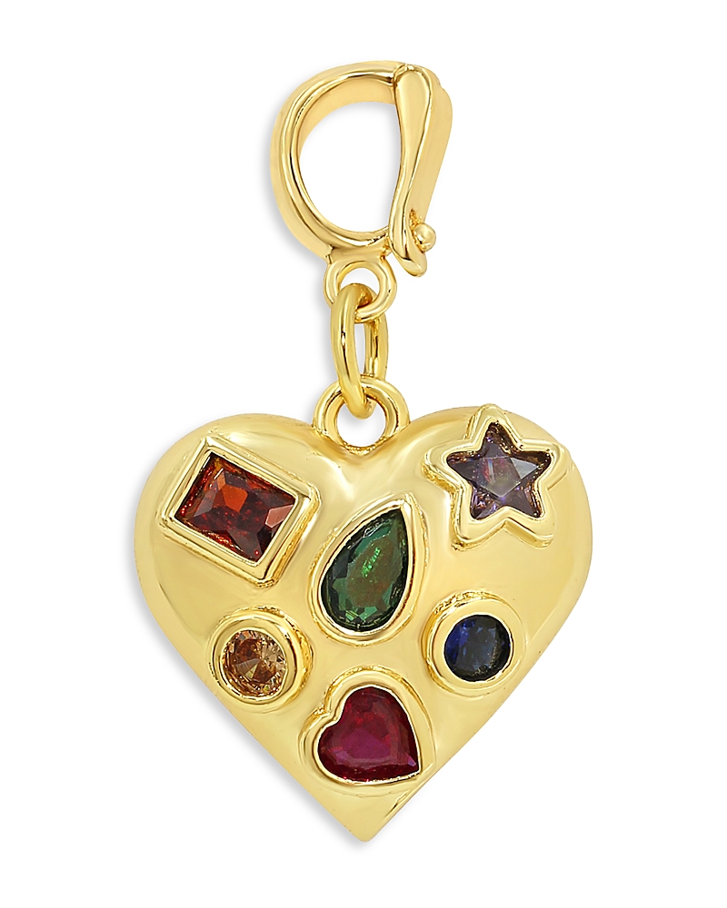 Jackie Mack Designs Gem Heart Charm In Gold