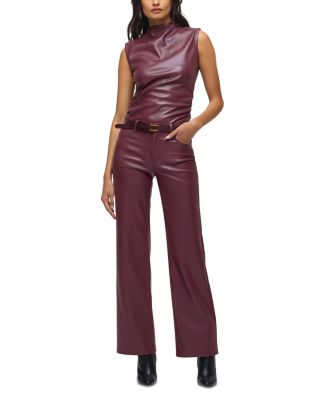 Rosie High Rise Wide Leg Faux Leather Jeans in Port Royal