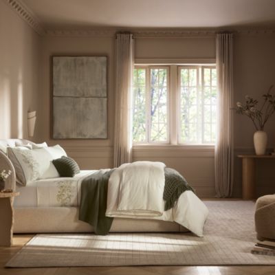 Signature Etched Peony Piped-Edge Sheet Set, Full