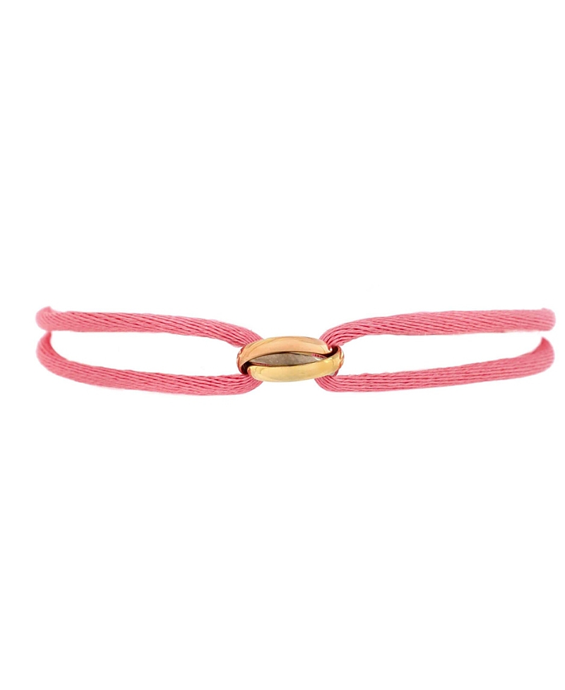 Pre-owned Pre-owned Cartier Cartier Trinity On Cord Bracelet Silk Cord With 18k Tricolor Gold