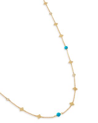 18K Yellow Gold Principessa Turquoise & Diamond Long Statement Necklace, 31"