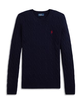 Cable Wool Cashmere Crewneck Slim Fit Sweater