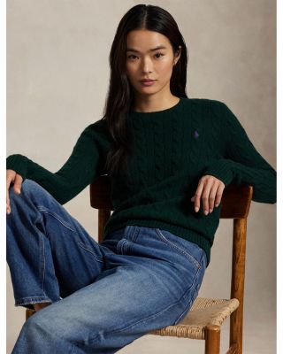 Cable Wool Cashmere Crewneck Slim Fit Sweater