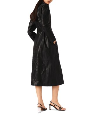 Long Leather Trench Coat