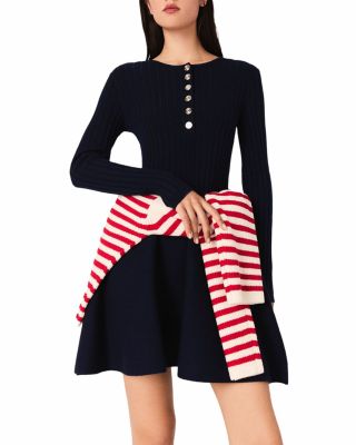 Knit Dress with Flared Skirt