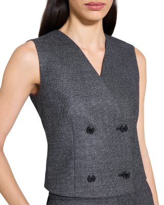 Double Breasted Marled Wool Vest
