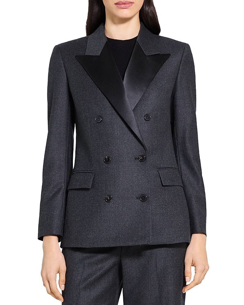 Theory Double Breasted Tuxedo Combo Jacket In Blue