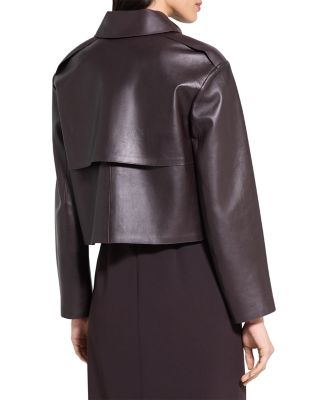 Cropped Leather Trench Coat