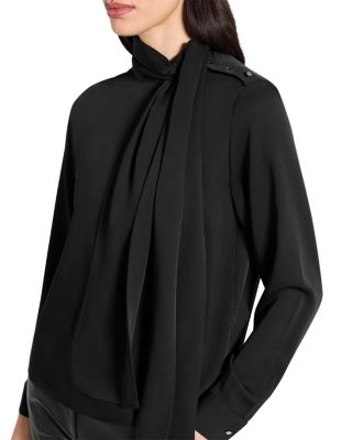 Side Tie Neck Silk Blouse