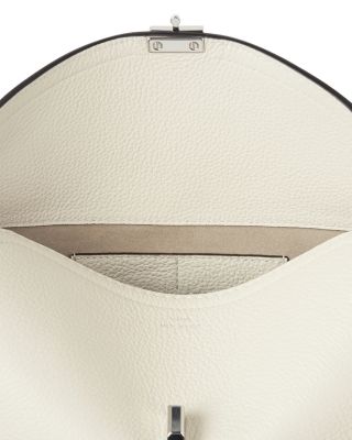 T-Lock Grained-Leather Convertible Clutch in Milk