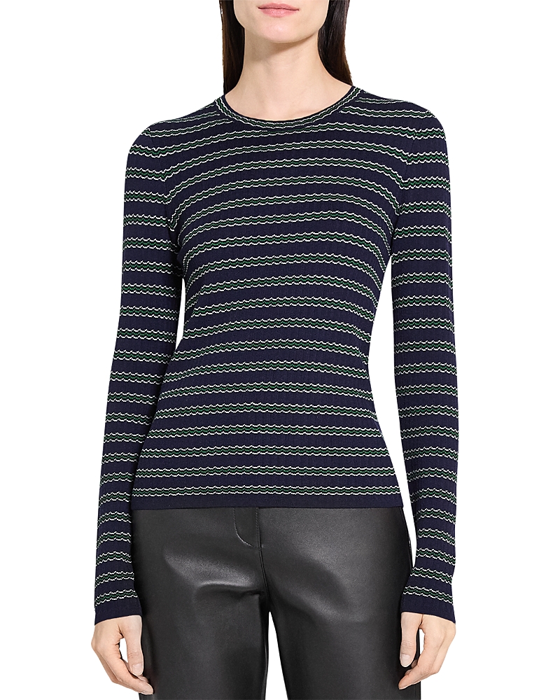 Theory Stripe Wool Top In Black