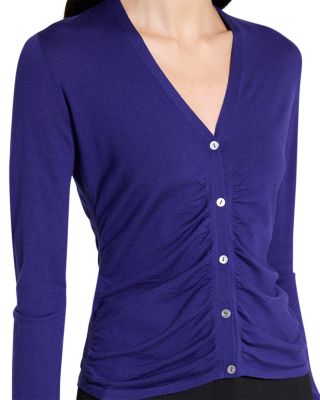 Shirred Cardigan Sweater