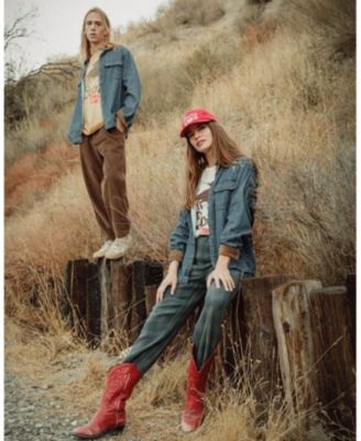  Unisex Hemp Denim Corded Collar Work Shirt