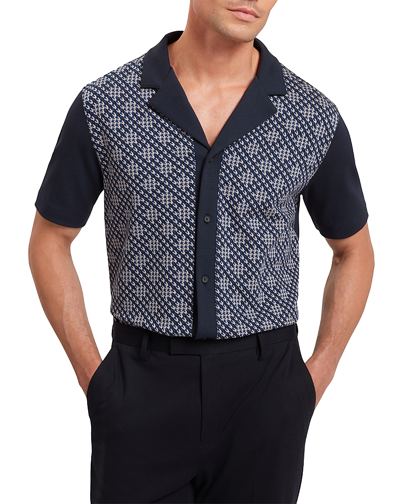 Ted Baker Danlibe Short Sleeve Argyle Button Through Jersey Shirt In Multi