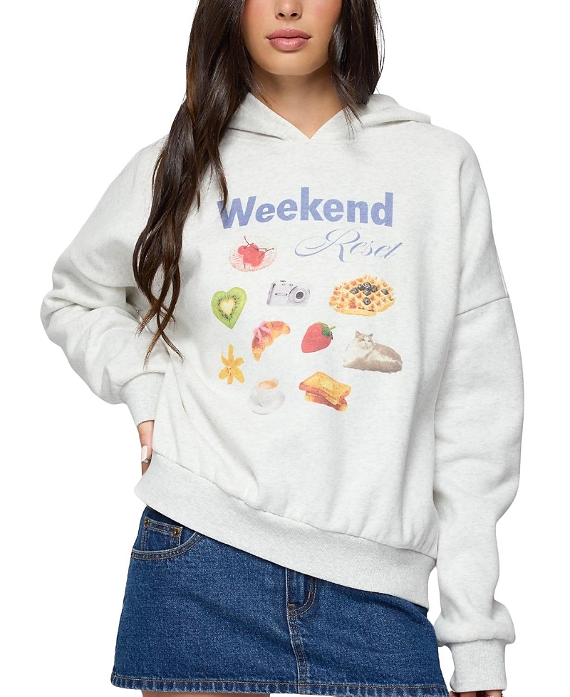 Edikted Weekend Reset Cotton Blend Hoodie In White