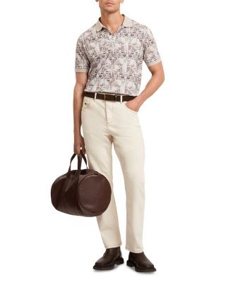 Ericke Short Sleeve Floral Geo Pique Cotton Polo